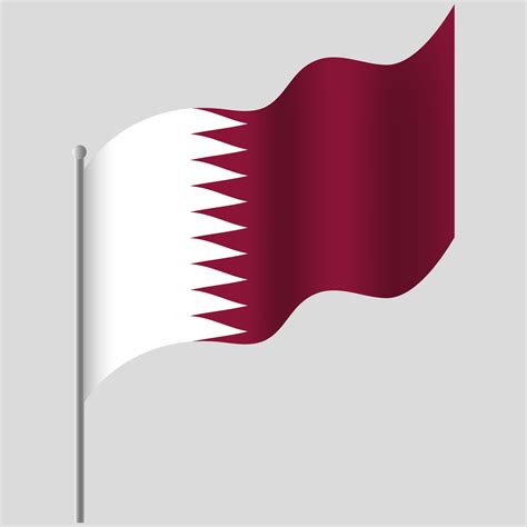 Waved Qatar flag. Qatar flag on flagpole. Vector emblem of Qatar ...