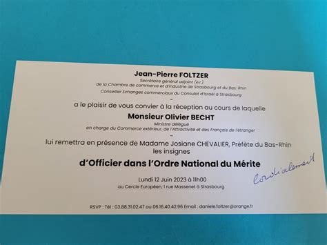 Cérémonie de remise de l Ordre national du Mérite à Jean Pierre Foltzer