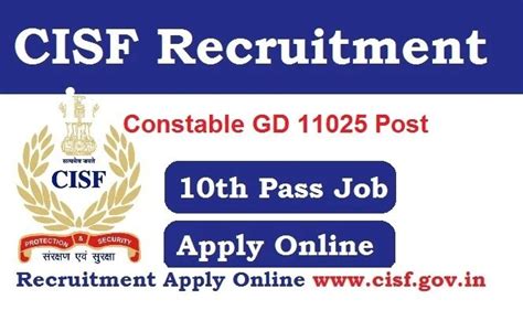 Cisf Constable Gd Recruitment Apply Online For Post