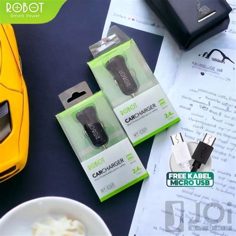 Jual ROBOT RT C07 Charger Mobil 2 Port USB Free Kabel Micro USB