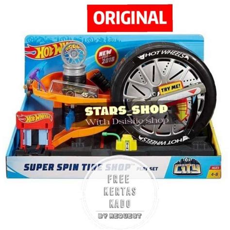 Promo Hot Wheels City Super Spin Tire Shop Playset Original Track Mobil Multicolor Diskon