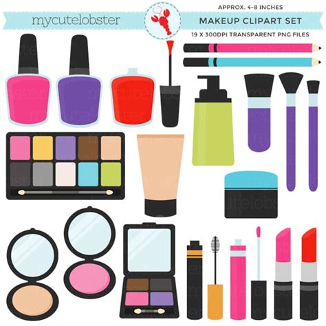 Makeup Clipart Set Clip Art Set of Lipstick, Nail Polish, Makeup ...