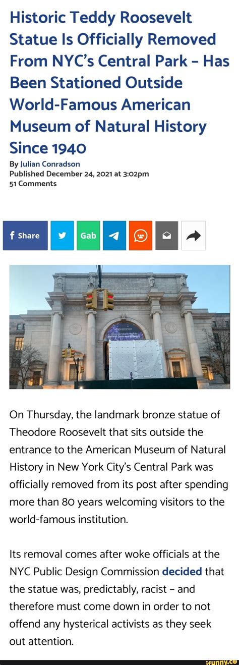 Historic Teddy Roosevelt Statue Is Officially Removed From Nyc S