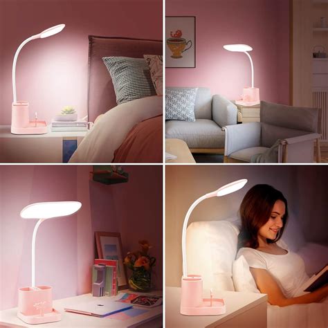 Mubarek Cute Desk Lamp Pink Lamp Cute Desk Accessories, 3 Modes 8W ...