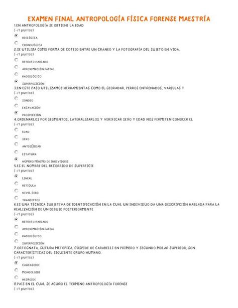 Examen final antropología física forense maestría Forensic notes uDocz