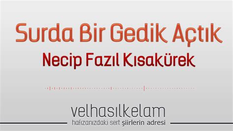 Surda Bir Gedik Açtık Necip Fazıl Kısakürek Yücel Arzen YouTube