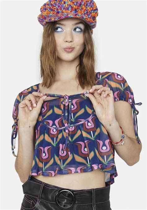 Delias By Dolls Kill Floral Mesh Tank Crop Top Multi In 2022 Crop