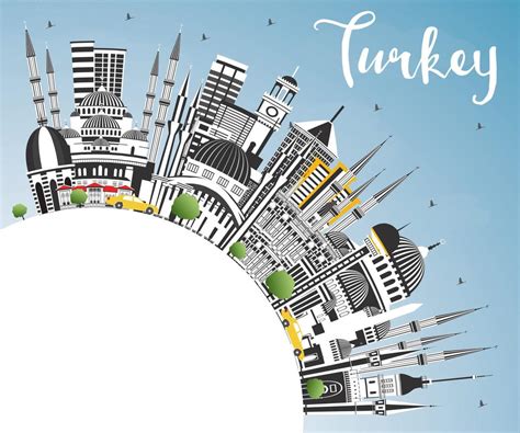 Turkey City Skyline with Gray Buildings, Blue Sky and Copy Space ...