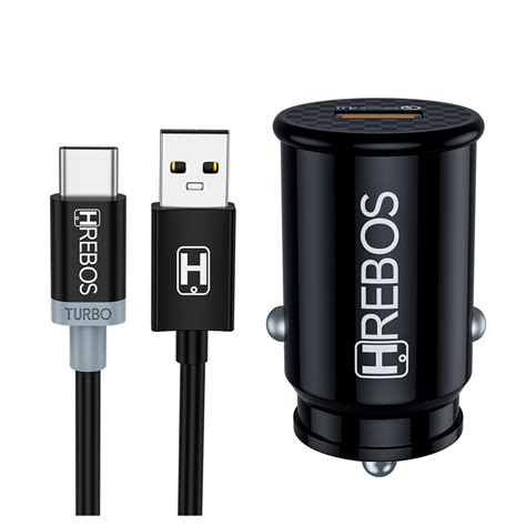 Carregador Veicular Rapido Usb Turbo 4 0 Hrebos Hs 308 Com Cabo Tipo C Shopee Brasil