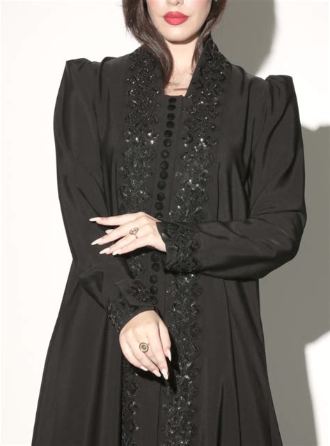 Sr Nc Abaya Black Abaya Adorned With Shiny Sequence Abayas From Al