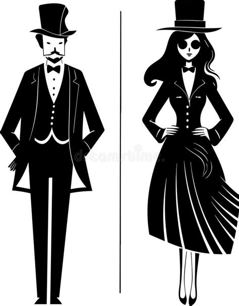 Lady And Gentleman Silhouettes Isolated On White Background Vector Stock Vector Illustration