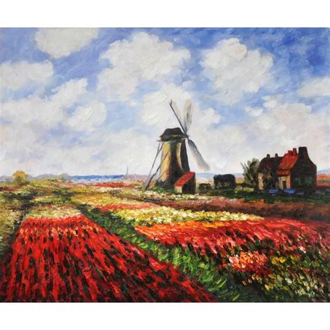 Wysokiej Jako Ci Claude Monet Obrazy Pola Z Rijnsburg Wiatrak Tulip