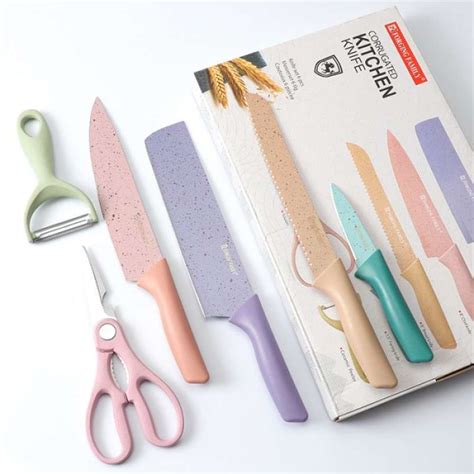 Jual PISAU DAPUR KITCHEN KNIFE SET 6 IN 1 PISAU MACARON VIRAL Di Seller