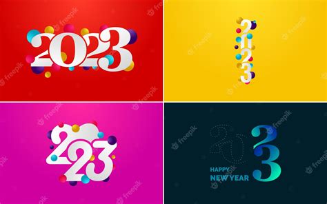 Gran Conjunto De 2023 Diseño De Texto De Logotipo De Feliz Año Nuevo Plantilla De Diseño De