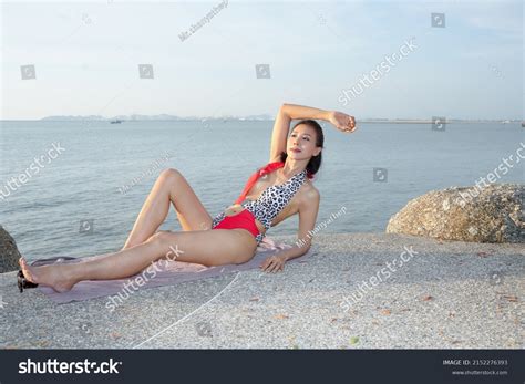 Beautiful Long Hair Woman Red Bikini Stock Photo 2152276393 Shutterstock