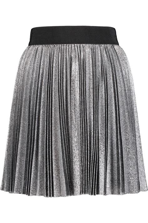 Alice And Olivia Danica Metallic Accordion Pleat Mini Skirt In Silver