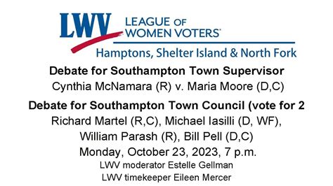 Lwv Southampton Supervisor And Councel Debate Oct 23 2023 Youtube