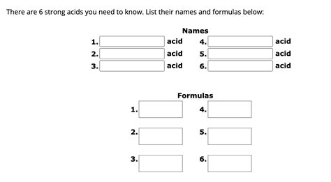 Solved There are 6 strong acids you need to know. List their | Chegg.com