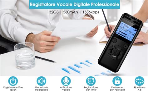 Gb Registratore Vocale Professionale Wevoor Registratore Audio Con