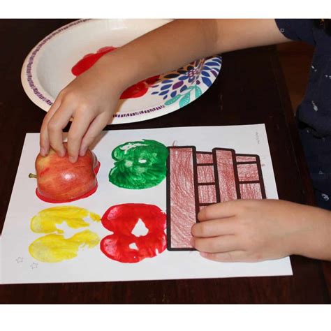 Apple Stamping An Apple Basket Craft For Preschool