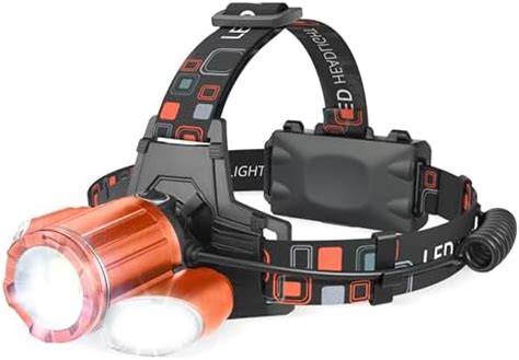 Bobkid Orange Rechargeable Headlamp Lumens Super Bright Led