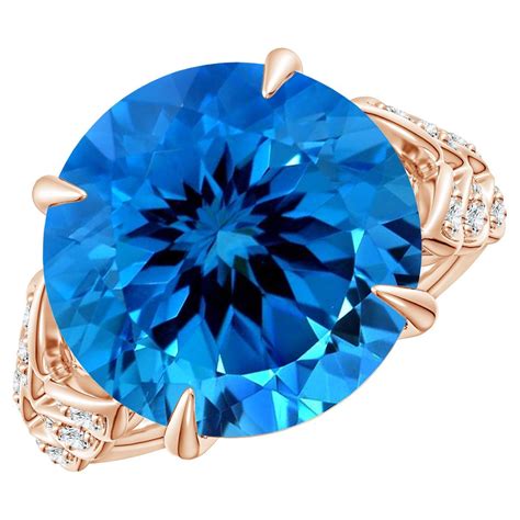 Customizable Angara Gia Certified Natural Swiss Blue Topaz Ring In Rose