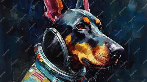 Premium AI Image | Dog in space suit portrait acrylic painting ...