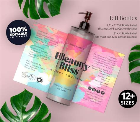 Beauty Bliss Editable Body Product Label Template Bundle, DIY CANVA ...