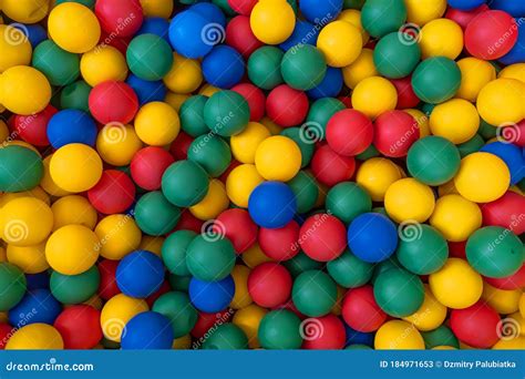 Many Colour Plastic Balls From Children`s Small Town Stock Image