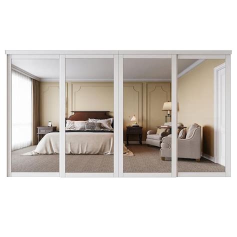 Ark Design 144 In X 80 In 1 Lite Mirror Glass White Finished Interior Closet Bypass Sliding