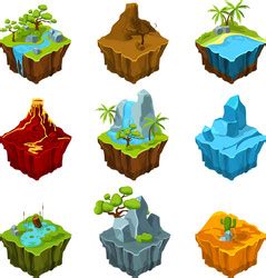 Isometric Islands Elements For Games Royalty Free Vector