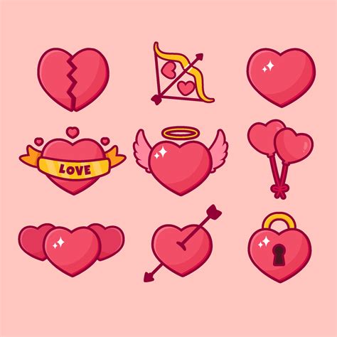 Cute Heart Symbol Icon Set Collection 11115050 Vector Art At Vecteezy