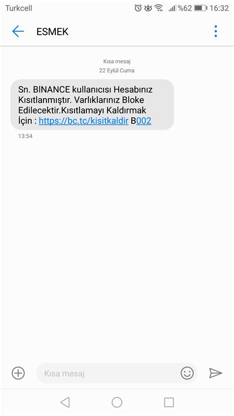 Binance Esmek Smiyle Gelen Mesaj Ikayetvar