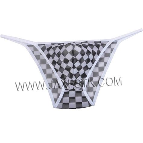 Fashion Plaid Pattern Micro Mesh Sexy Men S Underwear Briefs Bikini See Through Pouch Male