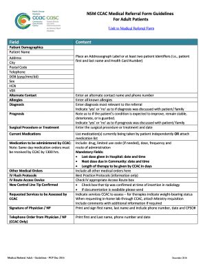 Fillable Online NSM CCAC Medical Referral Form Guidelines Fax Email