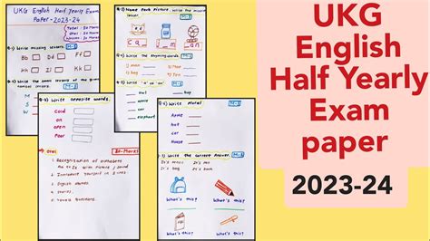 Ukg Half Yearly Exam Paper English 2023 24 Ukg Class English Exam Paper Senior Kg Exam Paper