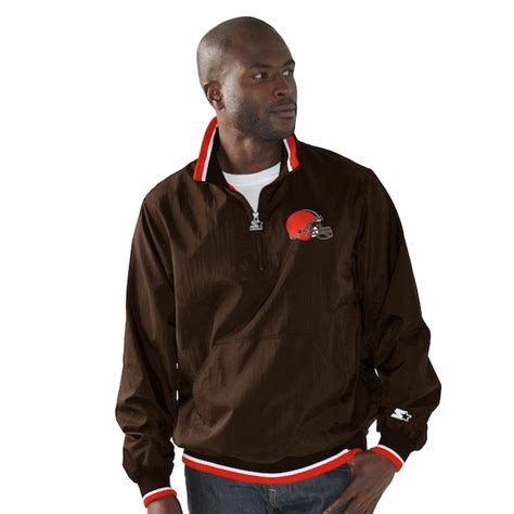 Mens Starter Brown Cleveland Browns Player Quarter Zip Jacket