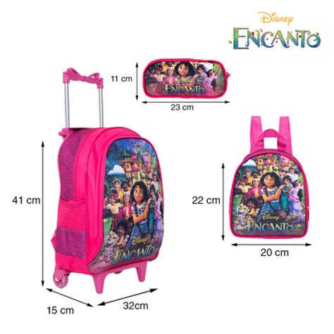 Mochila Infantil Feminina Rodinha e Lancheira Encanto em Promoção