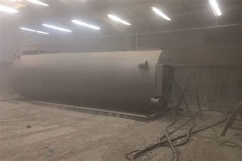 Sandblasting And Coating A Steel Tank In Our Shop