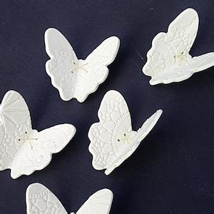 Large Wall Art 15 Porcelain 3D Butterflies White Butterfly & Sterling ...