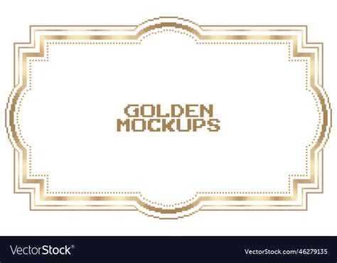 Bit Pixel Golden Frame Border Text Gold Vector Image