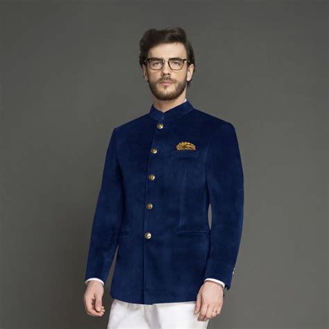 Turkish Blue Velvet Jodhpuri Suit Sustainable Custom Menswear By A