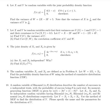 Solved 6 Let X And Y Be Random Variables With The Joint