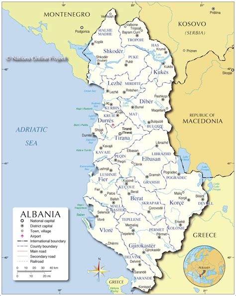 Administrative Map of Albania - Nations Online Project