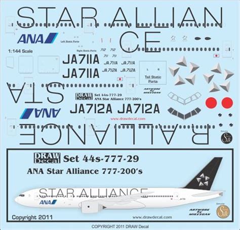 Draw Decals 44 777 29 Boeing 777 200 ANA Star Alliance