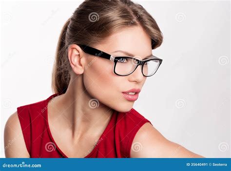 Fashion Woman in Eyeglasses Stock Image - Image of optometry, business ...