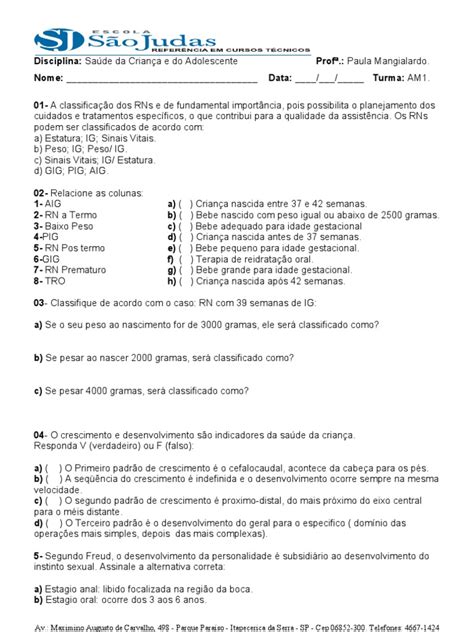 Prova De Saude Da Criança E Do Adolescente Para An4