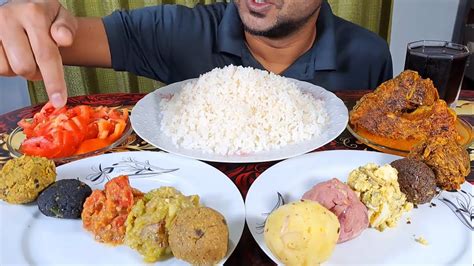 Eating Types Of Spicy Bharta Fish Head Curry With Tomato Plain