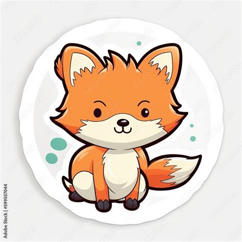 Illustrazione Stock A Cute Chibi Fox Sticker With A White Background