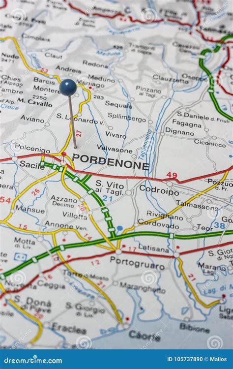 Pordenone Pinned on a Map of Italy Stock Photo - Image of navigation ...